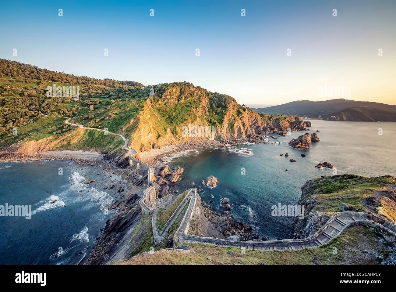 Panorama of San juan de Gaztelugatxe in Basque Country Stock Photo