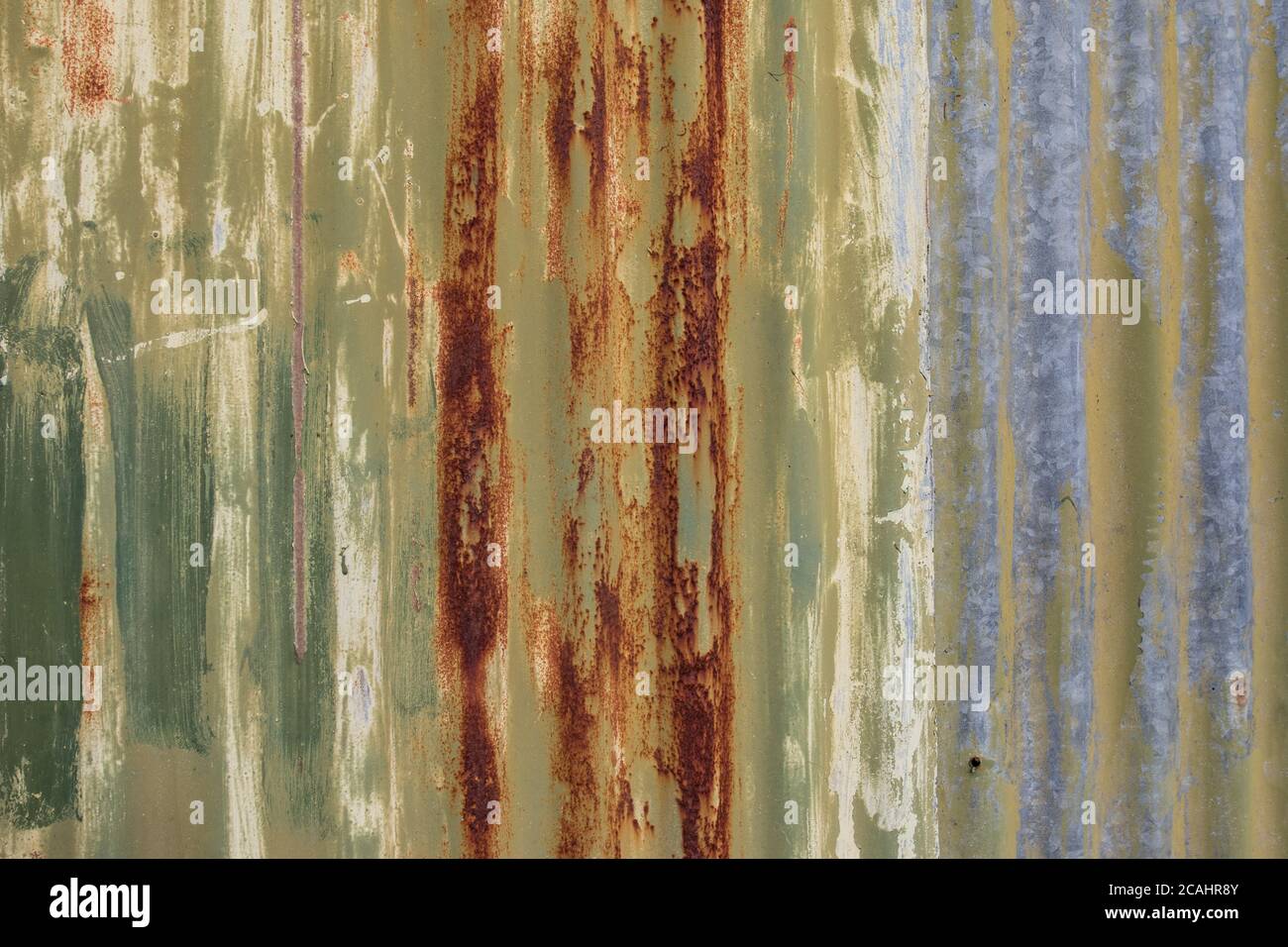 Rusty painted corrugated iron sheets Stock Photo