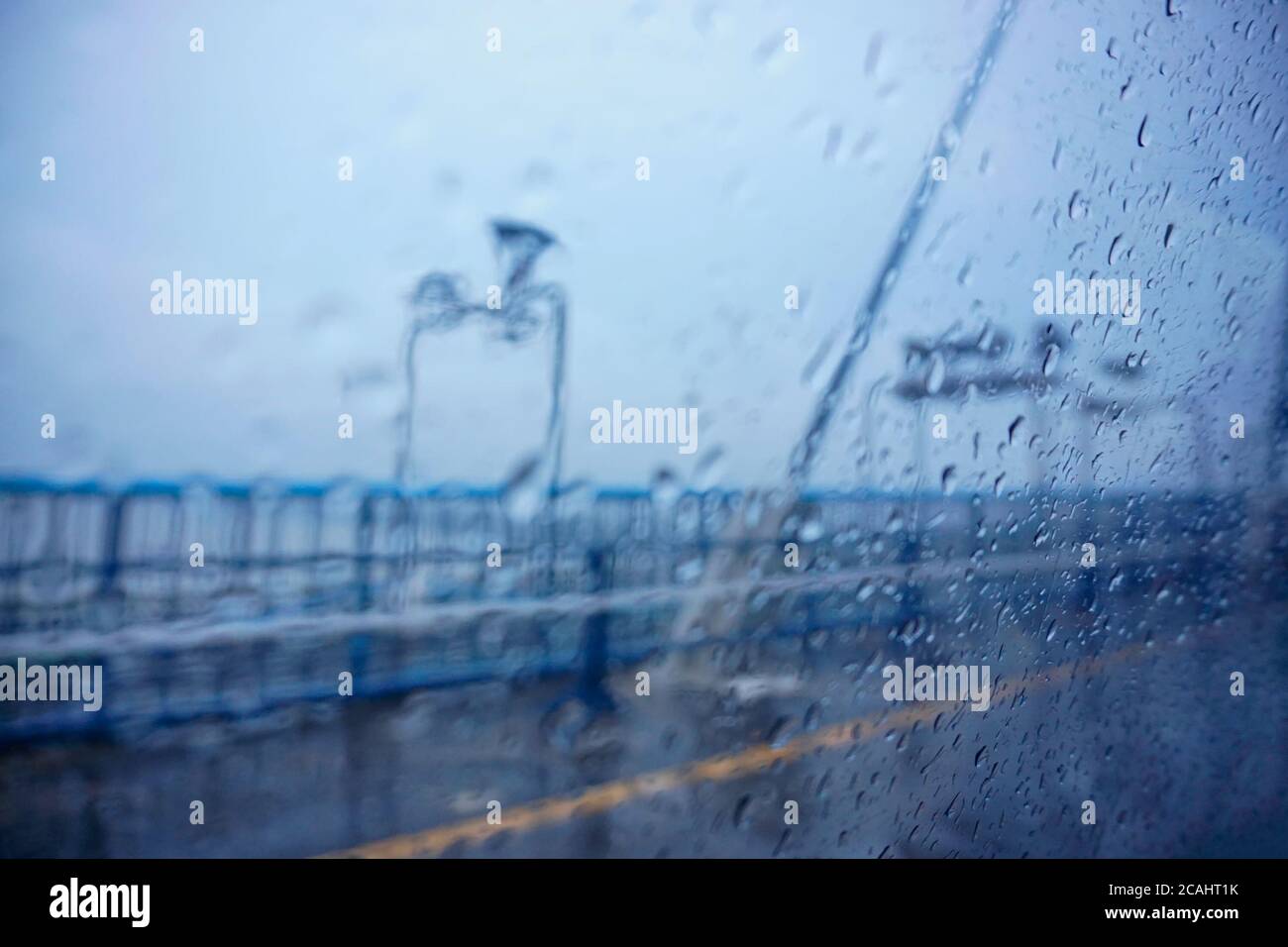 2nd Hoogly bridge under rain, monsoon image of Kolkata, West Bengal, India. Stock Photo