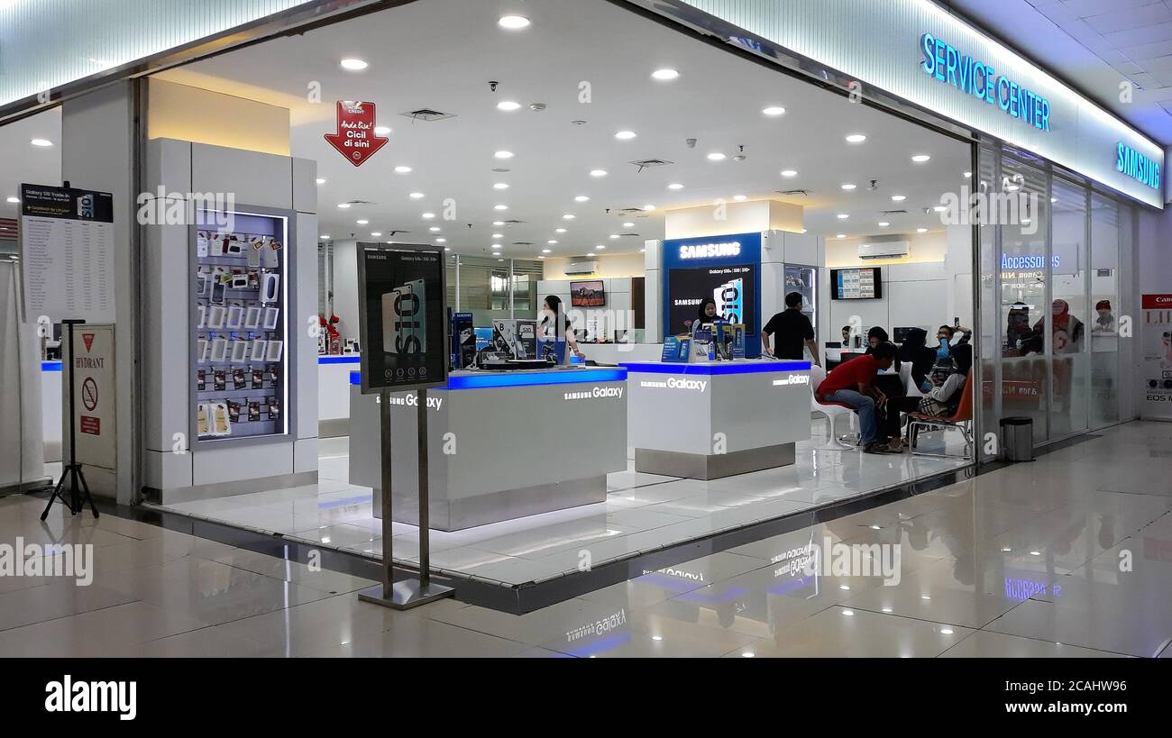 Depok, Indonesia - April 28, 2019: Visitor at Samsung Service Center in Depok, West Java. Stock Photo