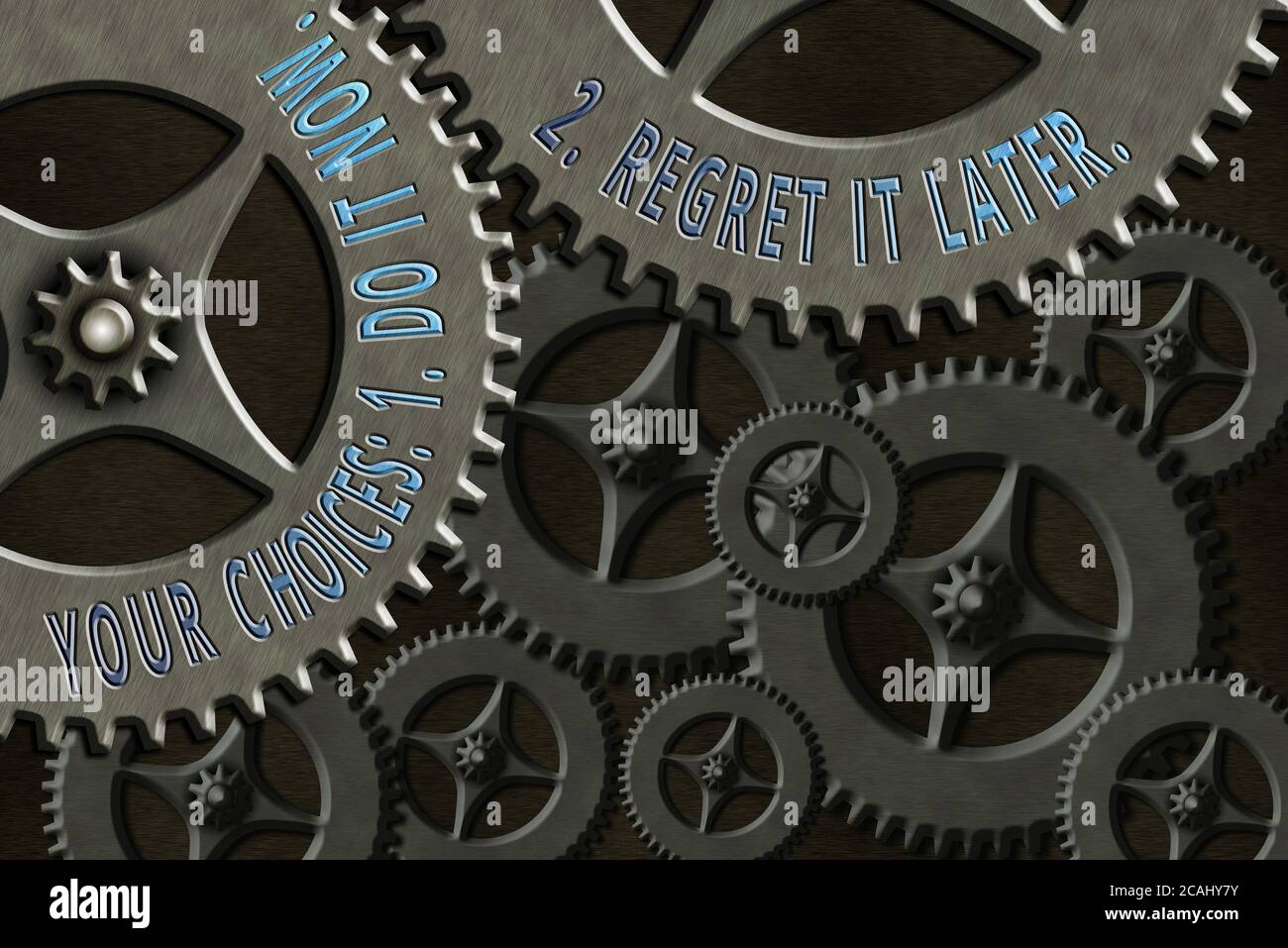 Writing Note Showing Your Choices 1 Do It Now 2 Regret It Later Business Concept For Think First Before Deciding System Administrator Control Gear C Stock Photo Alamy