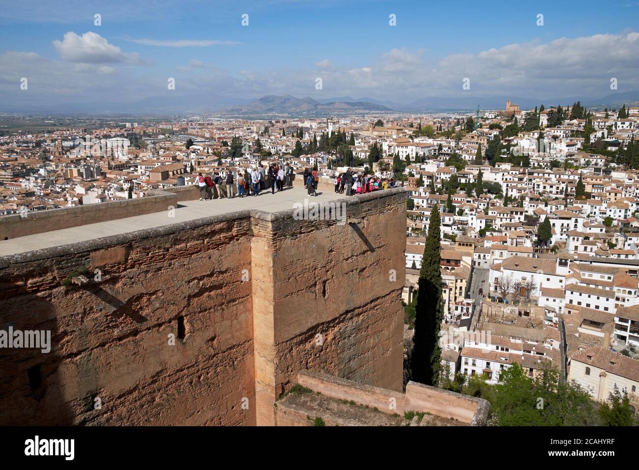 The Arms Tower in the Alcazaba, Alhambra, Granada, Andalusia, Spain. Stock Photo