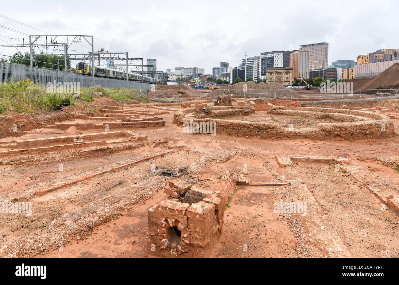 An 1837 Robert Stephenson designed railway turntable and roundhouse discovered on the site of the new HS2 Station at Curzon Street in Birmingham. The structure is part of remains of the former Grand Junction Railway Terminus. Possibly the worlds oldest example of a railway turn table. Stock Photo