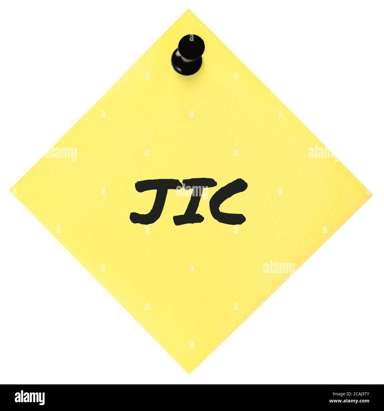 Just in case initialism JIC black marker written acronym text, isolated  yellow post-it to-do list sticky note reminder abbreviation sticker,  pushpin Stock Photo - Alamy