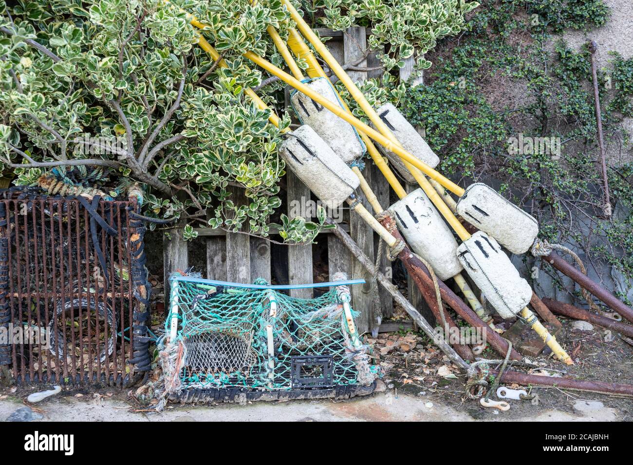 Old lobster pot at Ravenglass in the lake District, England Stock Photo