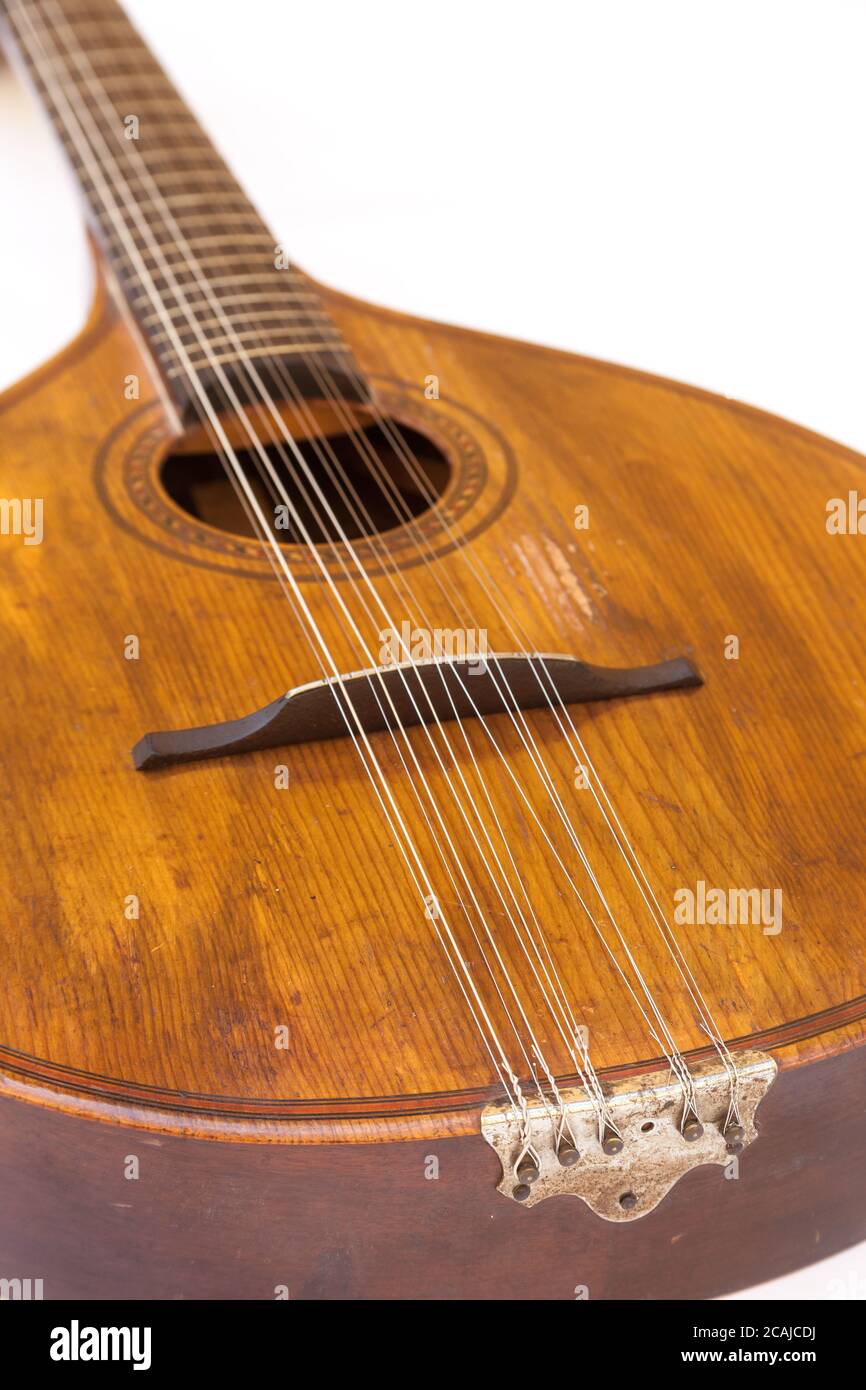 Portuguese guitar, with tradicional fan (or peachow, watchkey) tuners