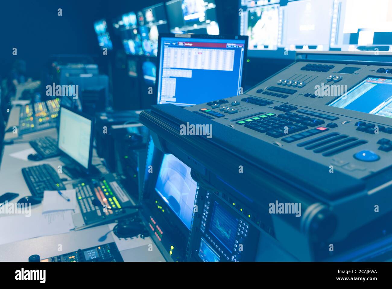 Television Broadcast, working with video and audio mixer, control