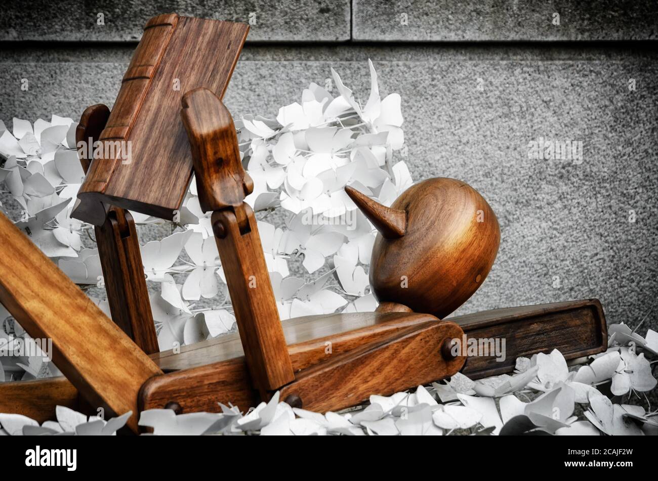 TURIN, ITALY - FEBRUARY 19, 2017: Urban sculpture, made by Rodolfo Marasciuolo, of of Pinocchio reading a book in piazza Carlo Alberto in Turin (Italy Stock Photo