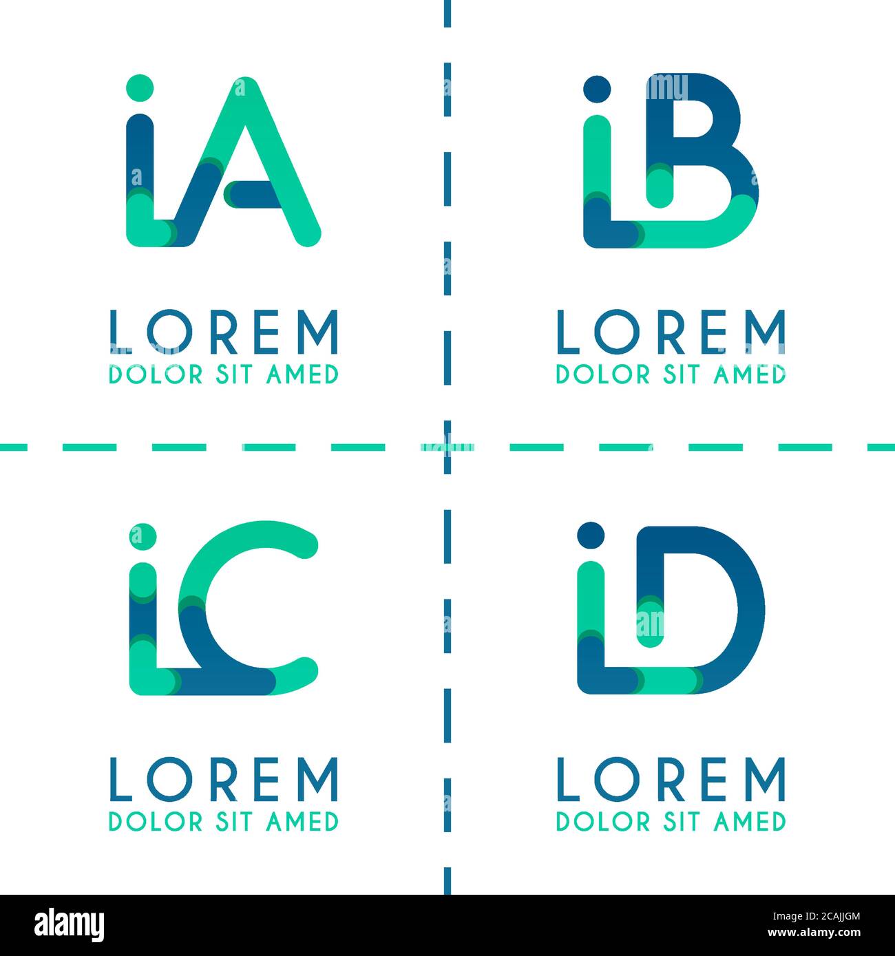 IA logo for businesses and companies. IB template logo for poster  design. IC logo illustration can be for websites and apps. Letter ID logo for socia Stock Vector