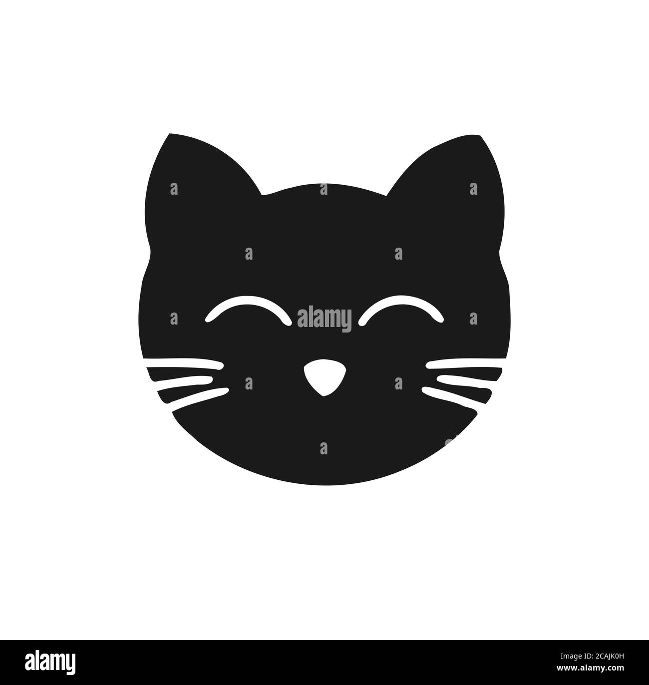 Cute happy cat face, design element. Vector illustration Stock Vector