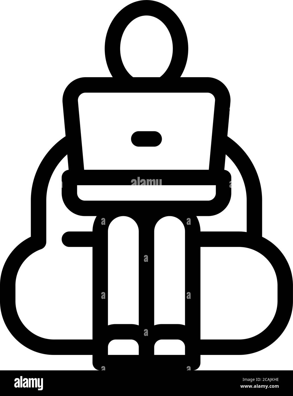 employee working with laptop icon vector outline illustration Stock ...
