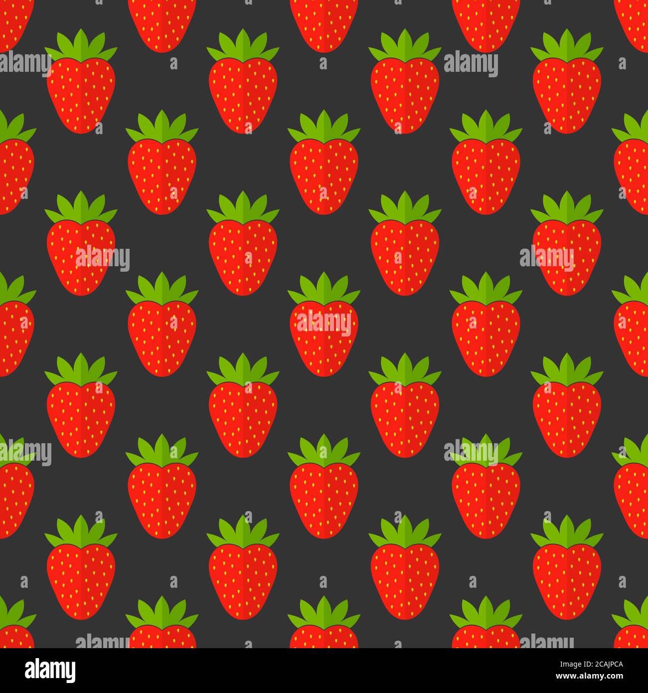 Strawberries pattern on black background. Vector illustration. Stock Vector