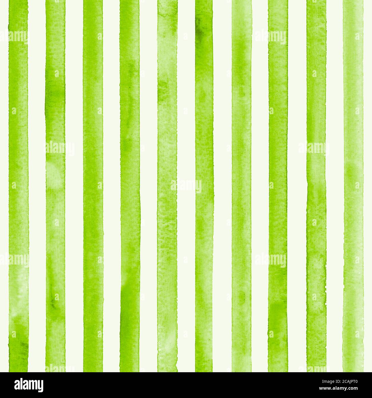 Watercolor color stripes background. Green and white striped seamless