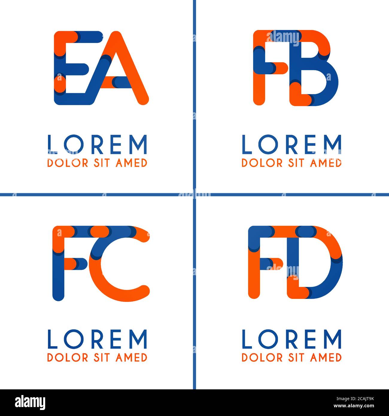 FA logo for businesses and companies. FB template logo for poster  design. FC logo illustration can be for websites and apps. Letter FD logo for socia Stock Vector