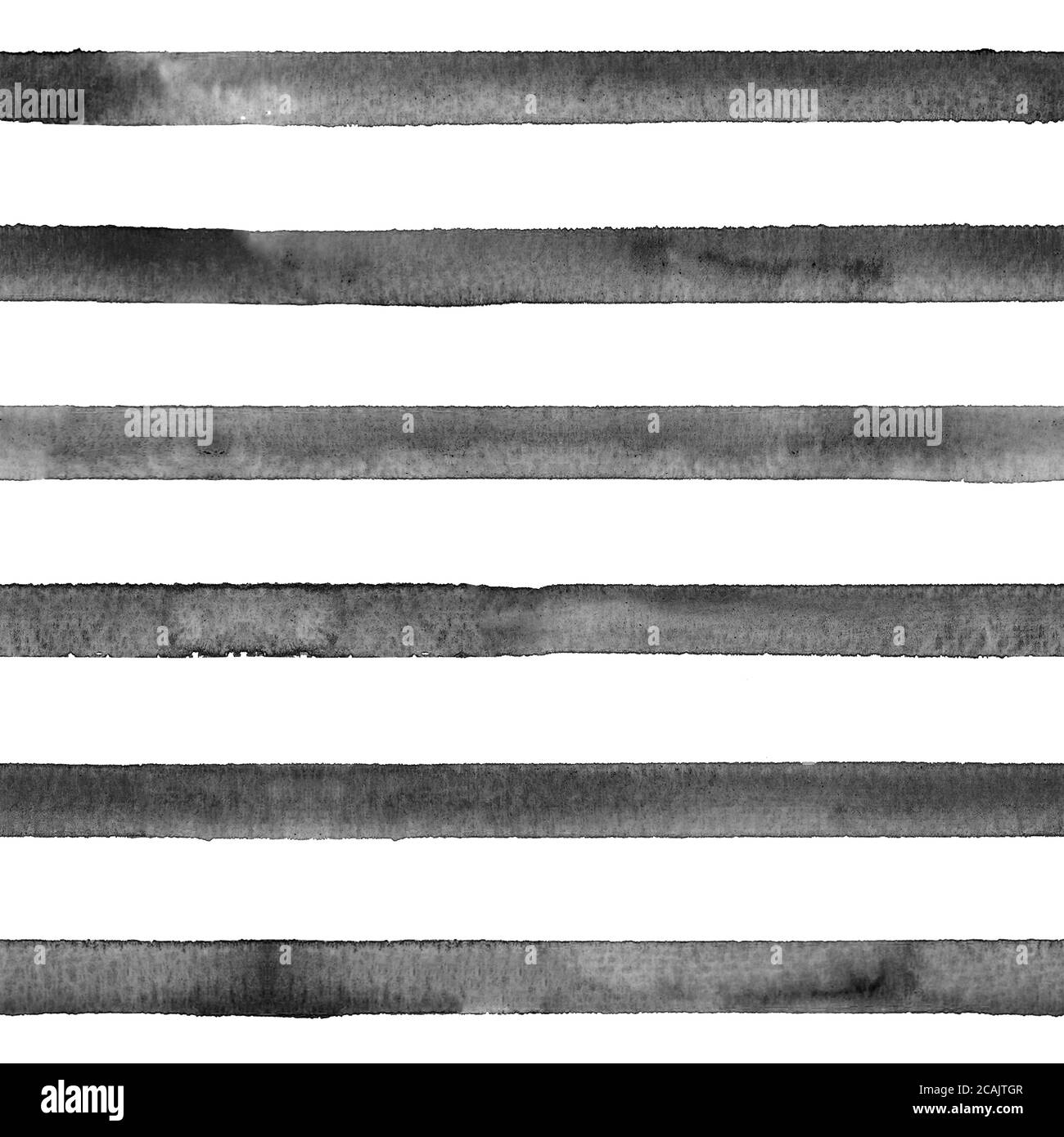Watercolor stripe seamless pattern. Black stripes on white background. Watercolour hand drawn striped texture. Print for cloth design, textile, fabric Stock Photo