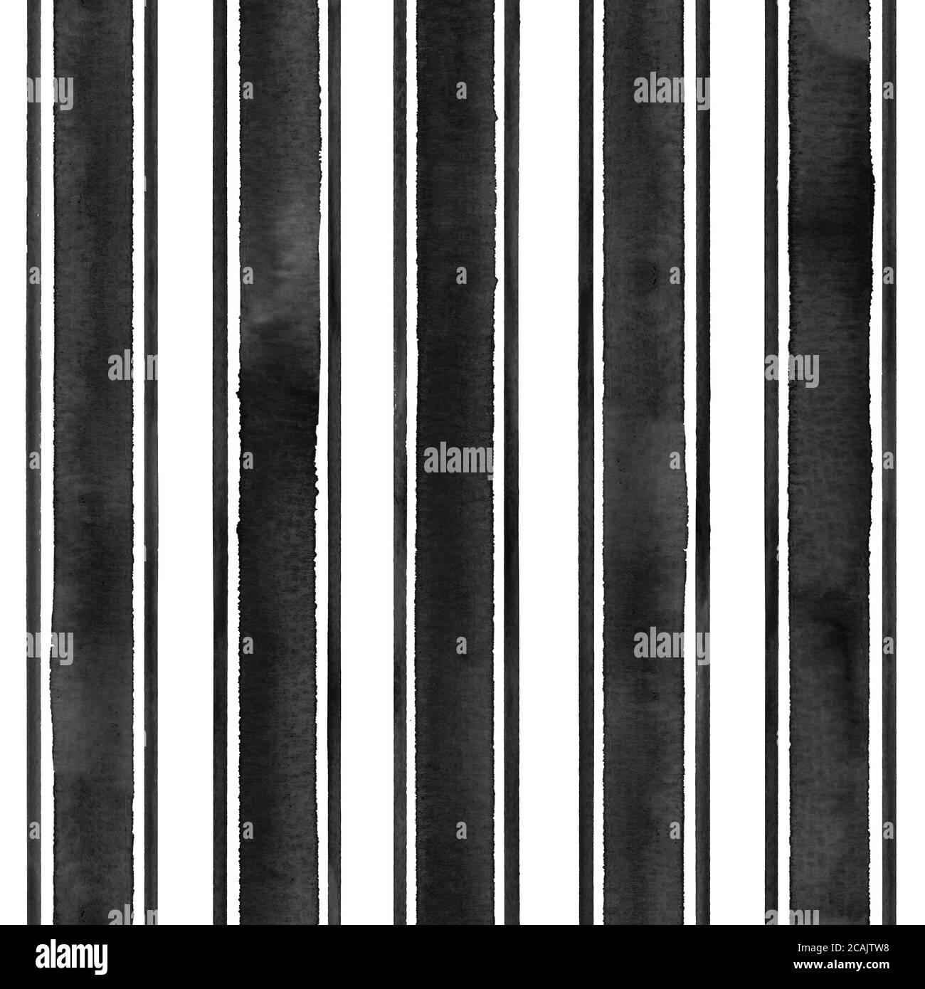 Watercolor black stripes on white background. Striped seamless pattern ...