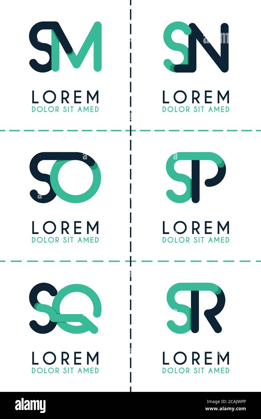 SM logo logo for business and company.SN template logo for poster. SO logo illustration can be for websites. Letter SP logo for social media. SQ logo Stock Vector