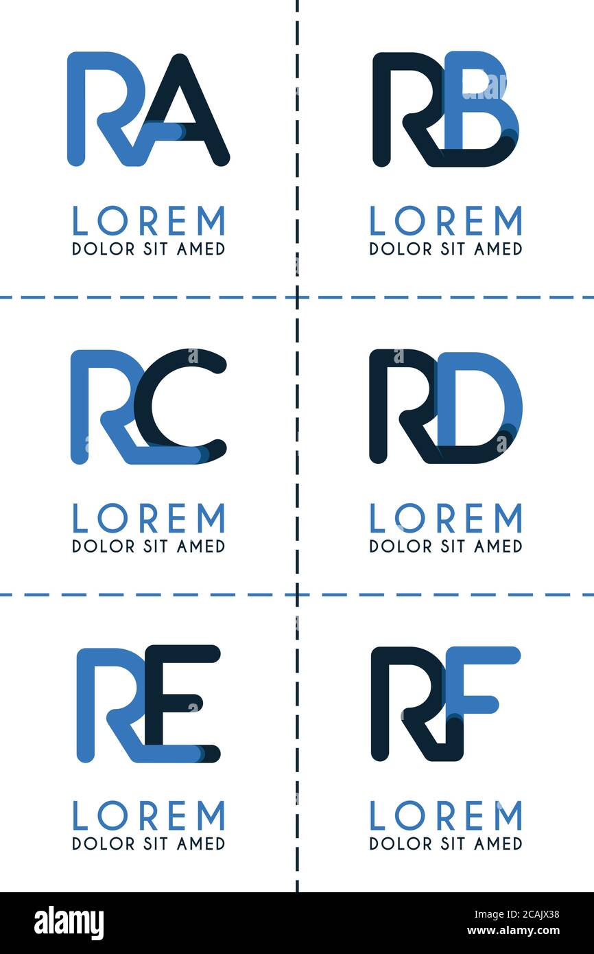 RA logo logo for business and company.RB template logo for poster. RC logo illustration can be for websites. Letter RD logo for social media. RE logo Stock Vector