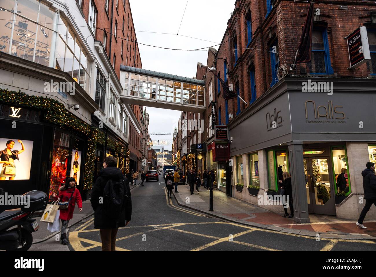 Dublin, Ireland December 30, 2019 Clarendon shopping street with