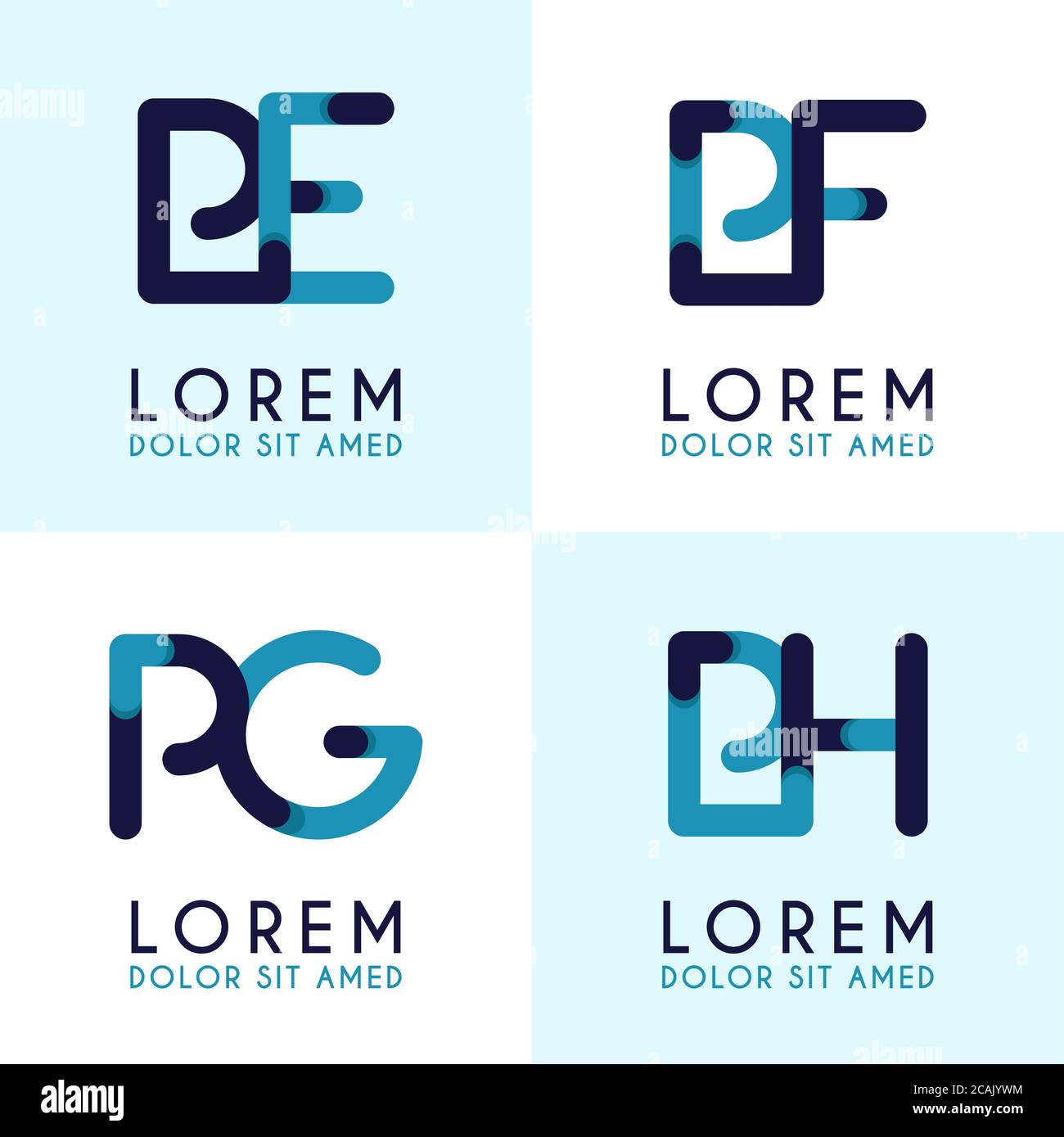 PE logo for businesses and companies. PF template logo for poster. PG logo illustration can be for websites and apps. Letter PH logo for social media Stock Vector