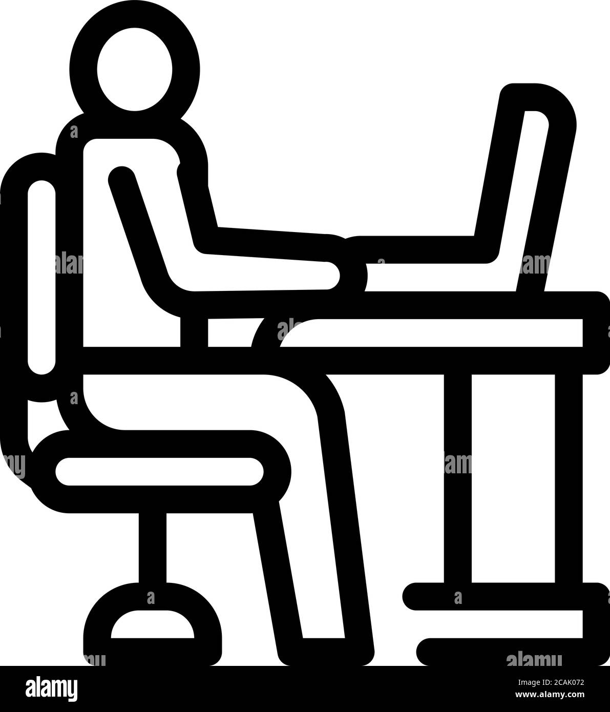man working in office icon vector outline illustration Stock Vector