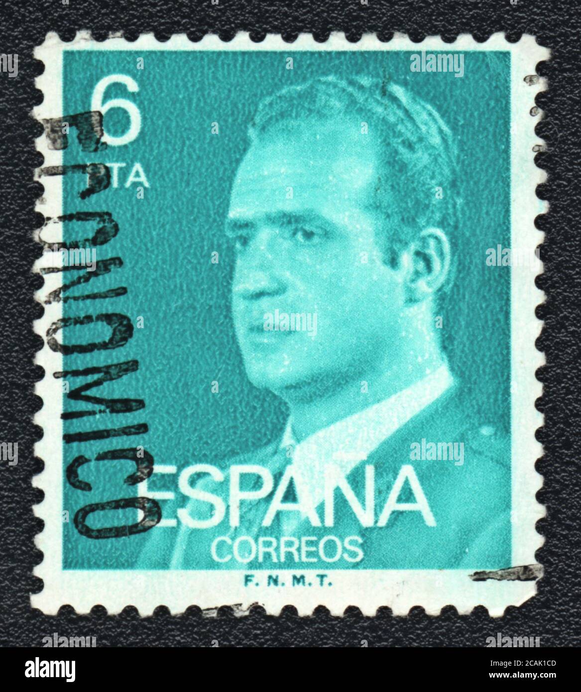 Postage stamp. Portrait of King Juan Carlos I of Spain, Spain, 1976. Stock Photo