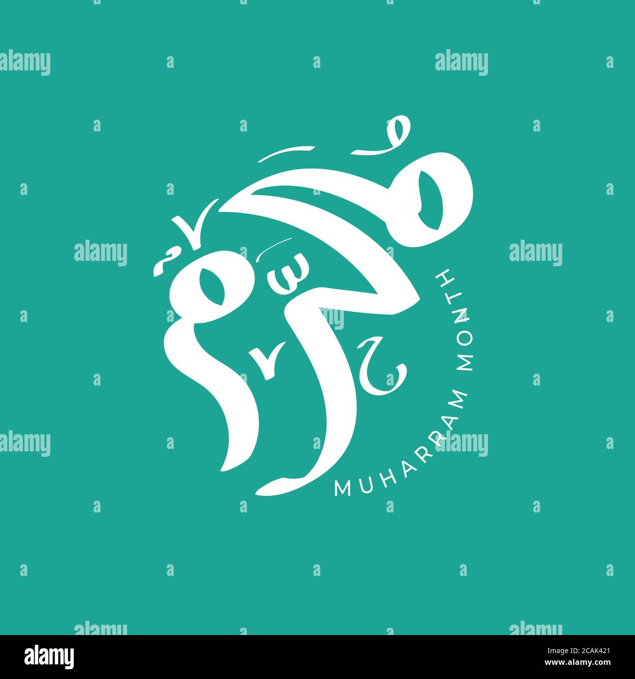 Typography of islamic new year happy muharram. In english is meaning