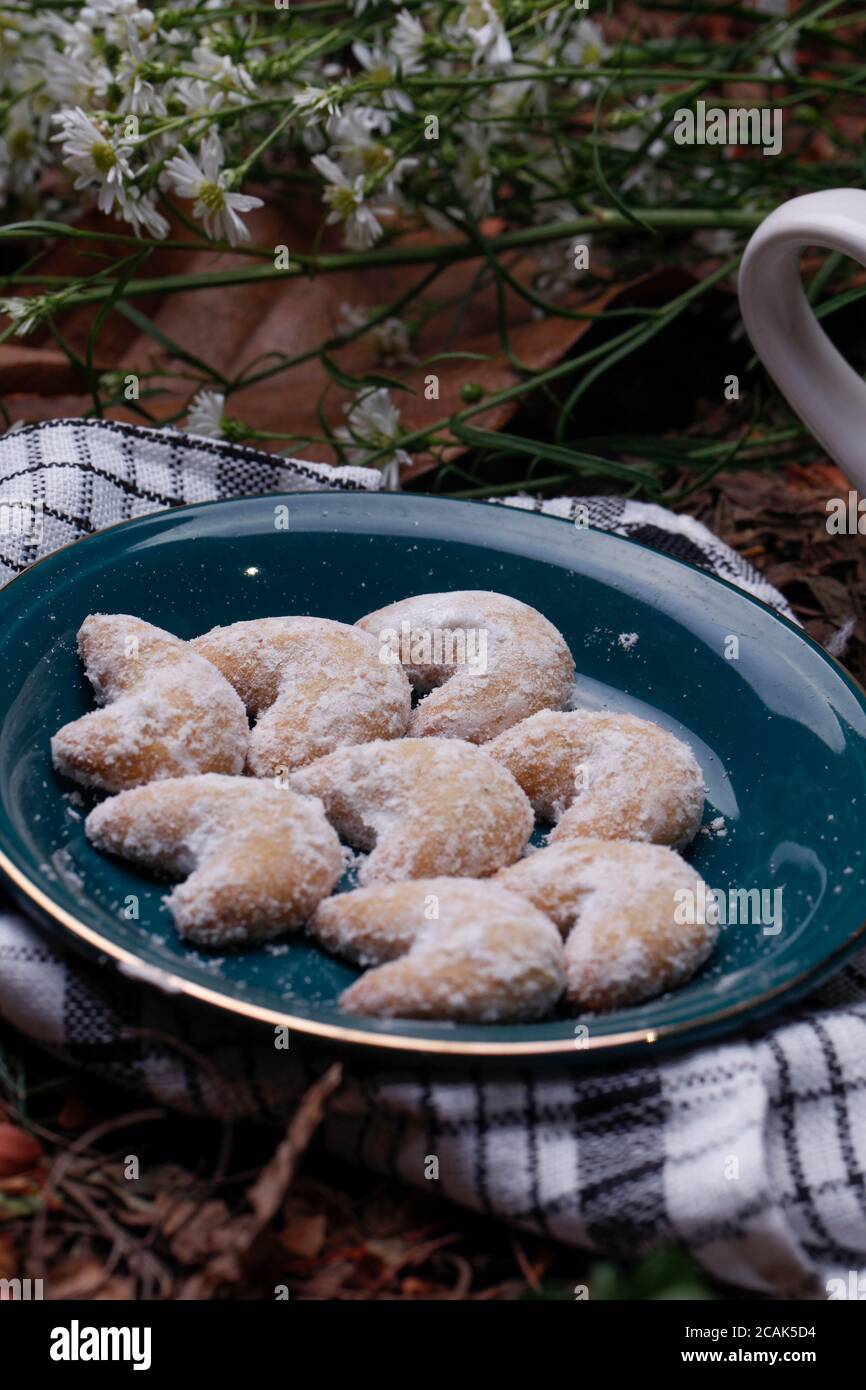 Indonesian famous cake for celebrate Ied Mubarak / Idul Fitri / Lebaran   Kue Putri Salju / Snow Cake  a sweet white cake Stock Photo