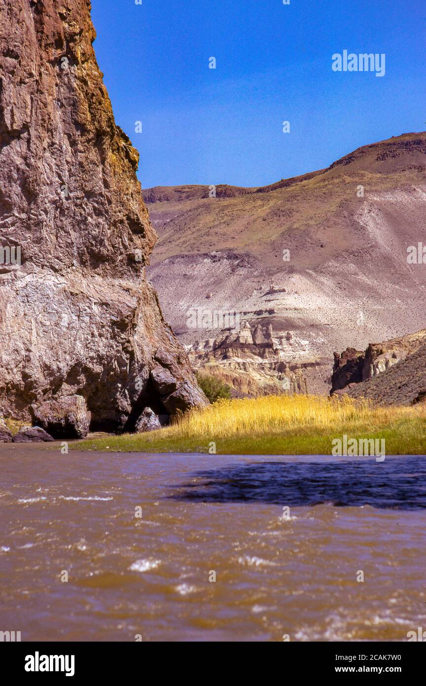 Owyhee River Canyon, SE Oregon, now a Wilderness Area and Wild and Scenic River designation. Volcanic plateau of basalt, rhyolite, tuff cliffs and canyons. Stock Photo