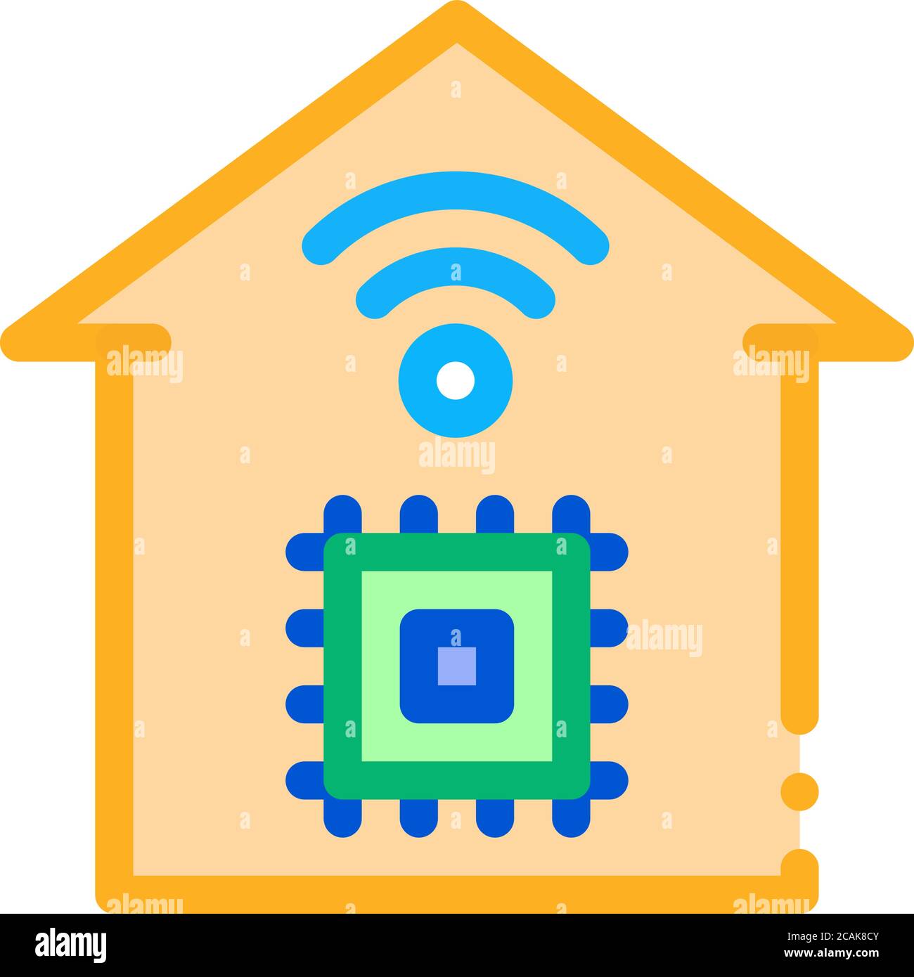 smart house chip wifi icon vector outline illustration Stock Vector ...