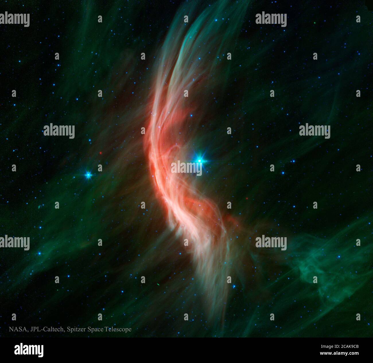 Zeta Oph, Runaway Star Image  by NASA, JPL-Caltech, Spitzer Space Telescope Stock Photo