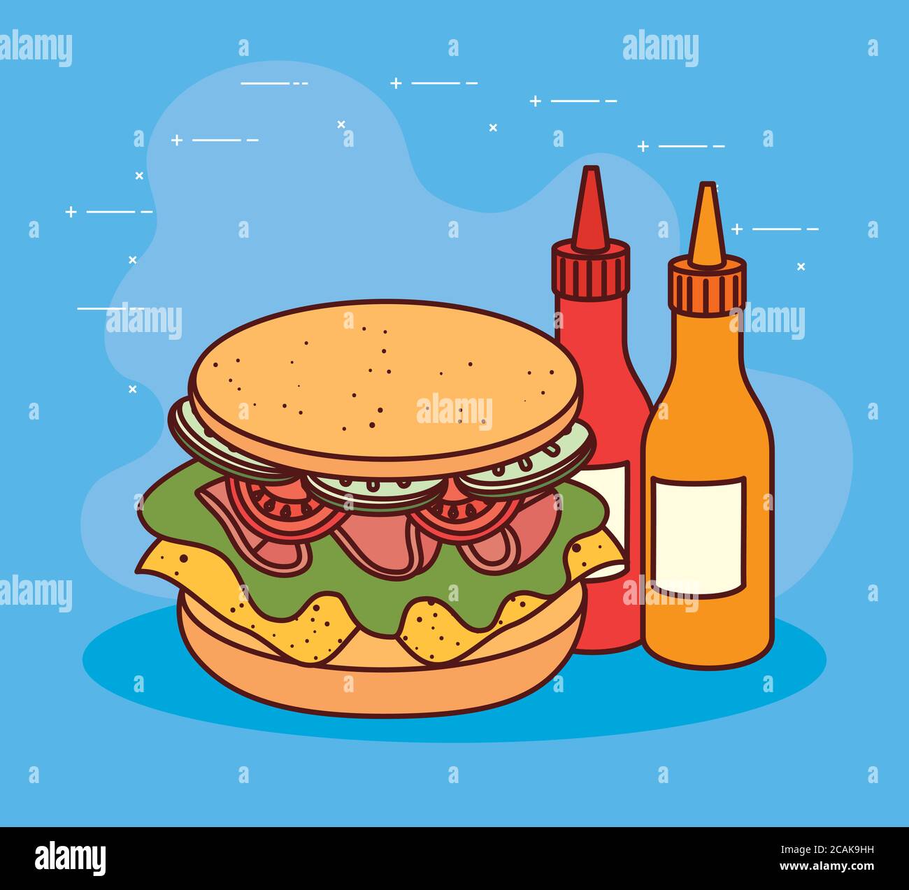 delicious sandwich with bottled sauces Stock Vector Image & Art - Alamy