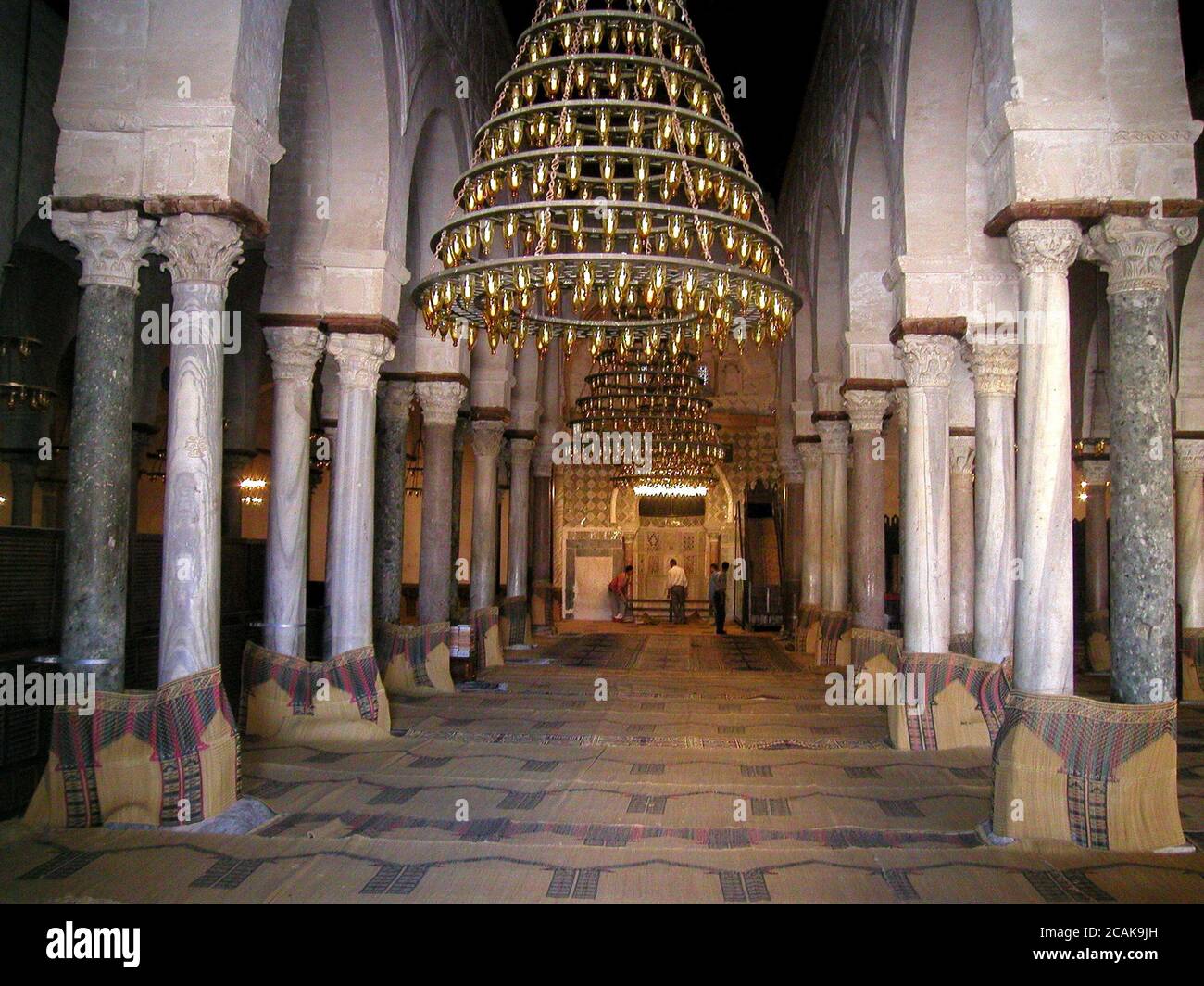 BIG MOSQUE IN KAIROUAN, TUNISIA. PRAYER HALL AND THE MINARET Stock ...
