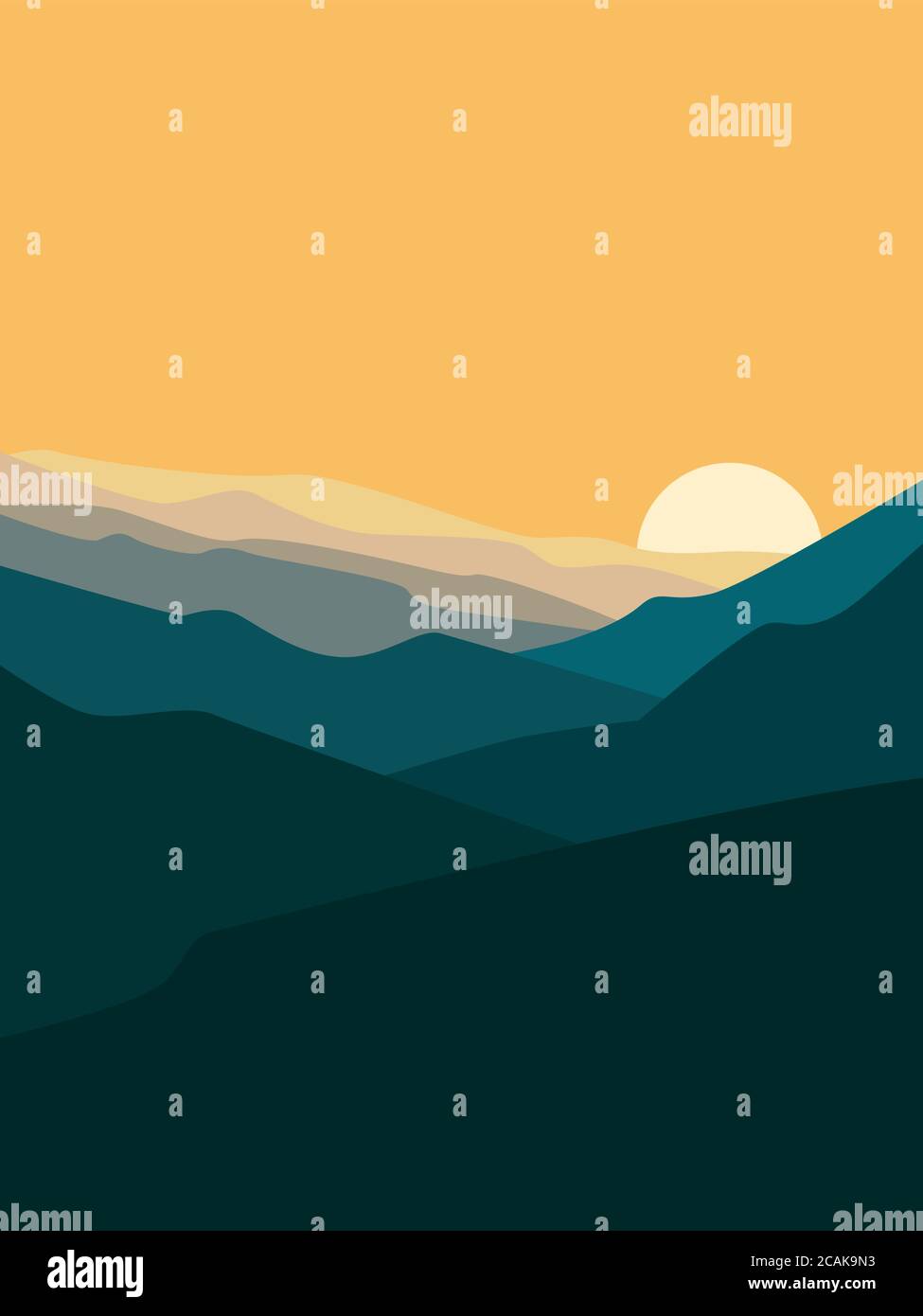 vector illustration of a sunset in mountains Stock Vector Image & Art ...