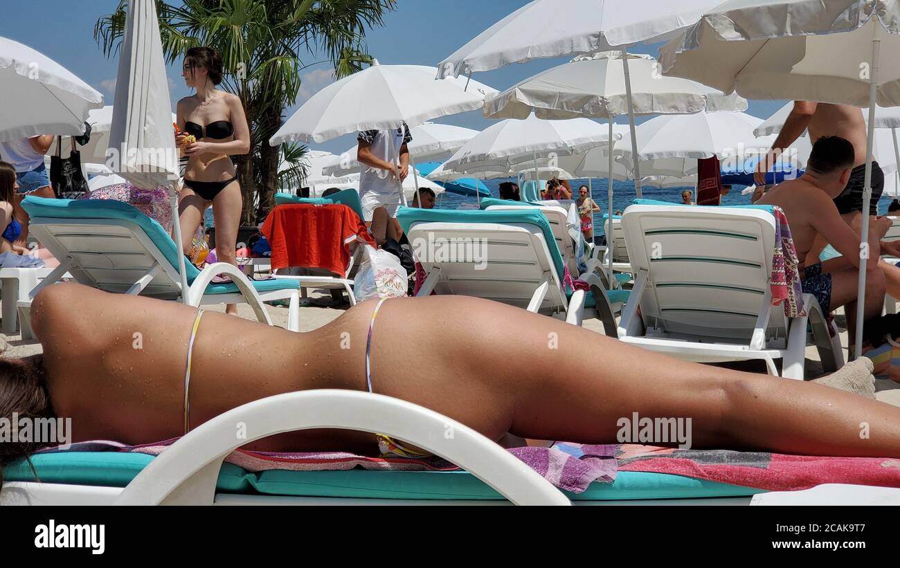 Odessa / Ukraine - 07 04 2020: Beautiful suntan skin body of young