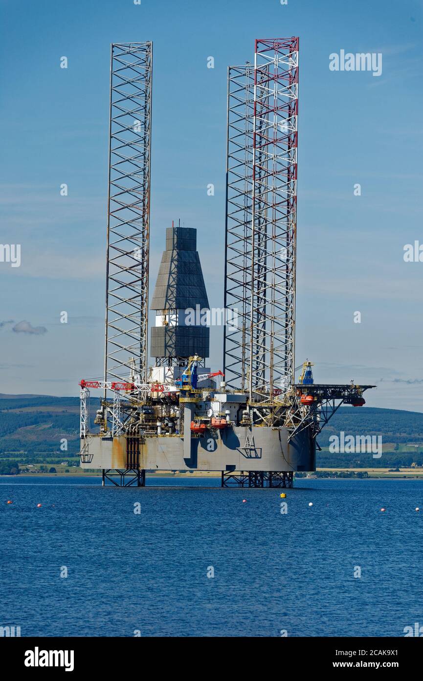 A Jack-up oil rig in the Cromarty Firth, Highland, Scotland Stock Photo