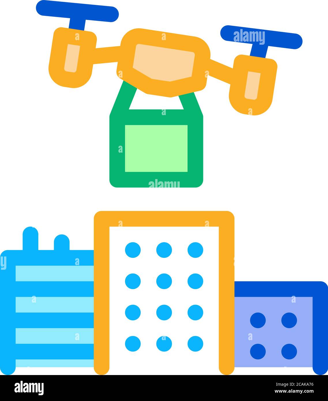 smart city drone delivery icon vector outline illustration Stock Vector ...