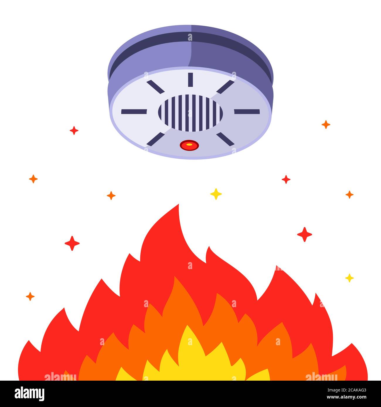 smoke detector against indoor fire. building smoke alarm. flat vector