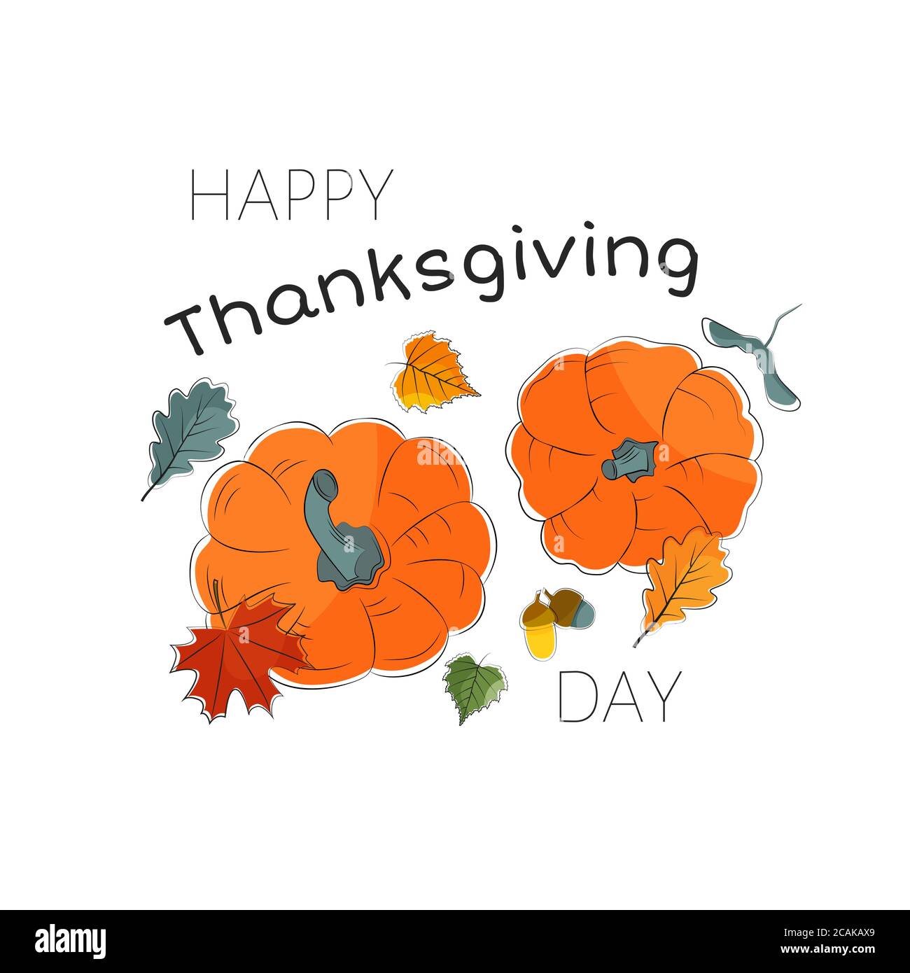 Happy thanksgiving day with pumpkins and autumn leaves vector ...