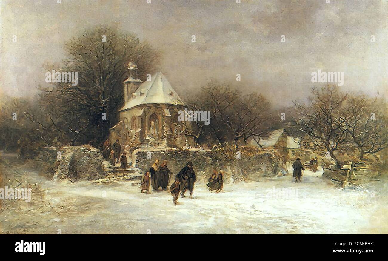 Burger Anton - Nach Dem Gottesdienst - German School - 19th and Early 20th Century Stock Photo