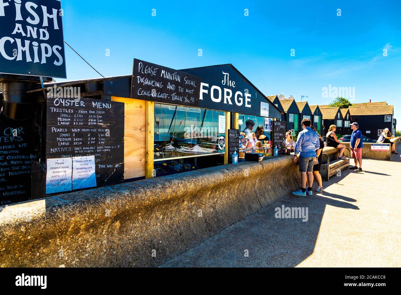 Seaside oyster shack The Forge in Whitstable, Kent, UK Stock Photo