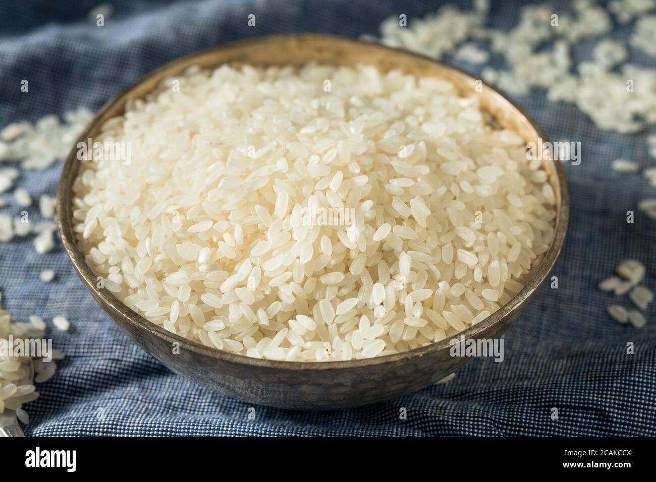 Raw Dry Organic Short Grain White Rice in a Bowl Stock Photo Alamy
