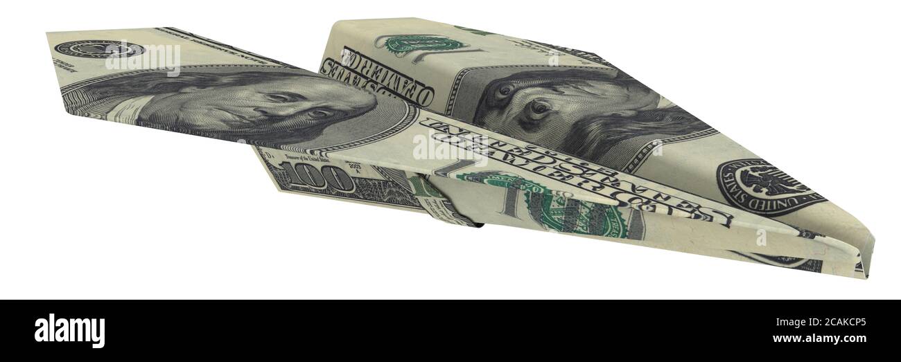 Paper airplane from the USA dollar. Paper airplane made from the US
