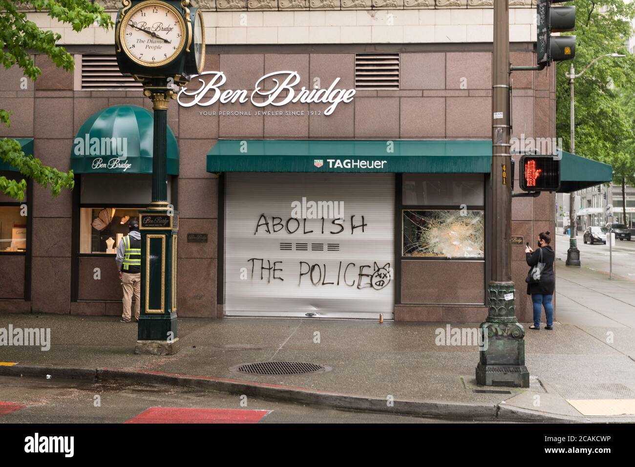 Seattle, USA – May 31, 2020: Early in the morning looting and vandalism ...
