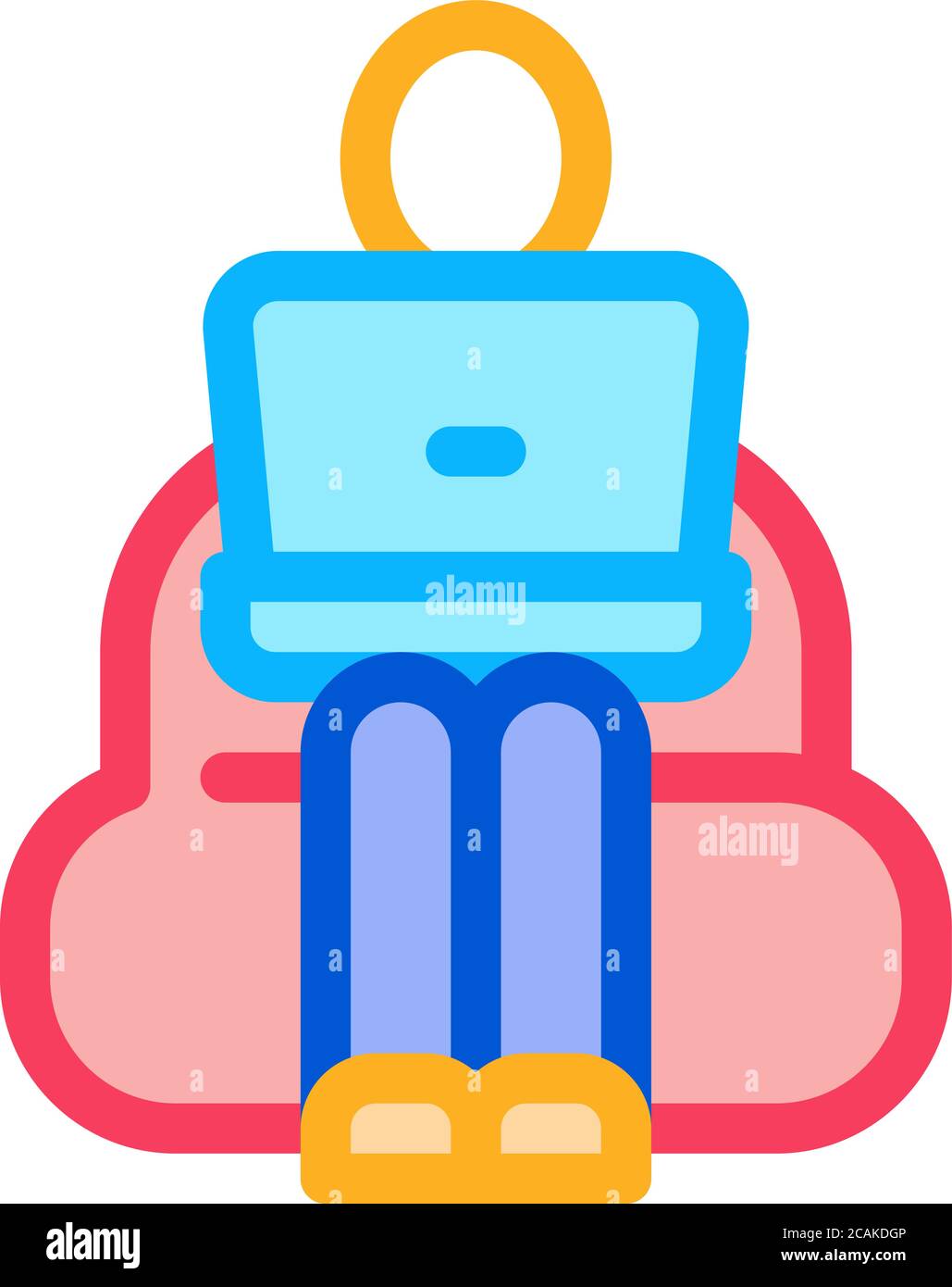 employee working with laptop icon vector outline illustration Stock ...