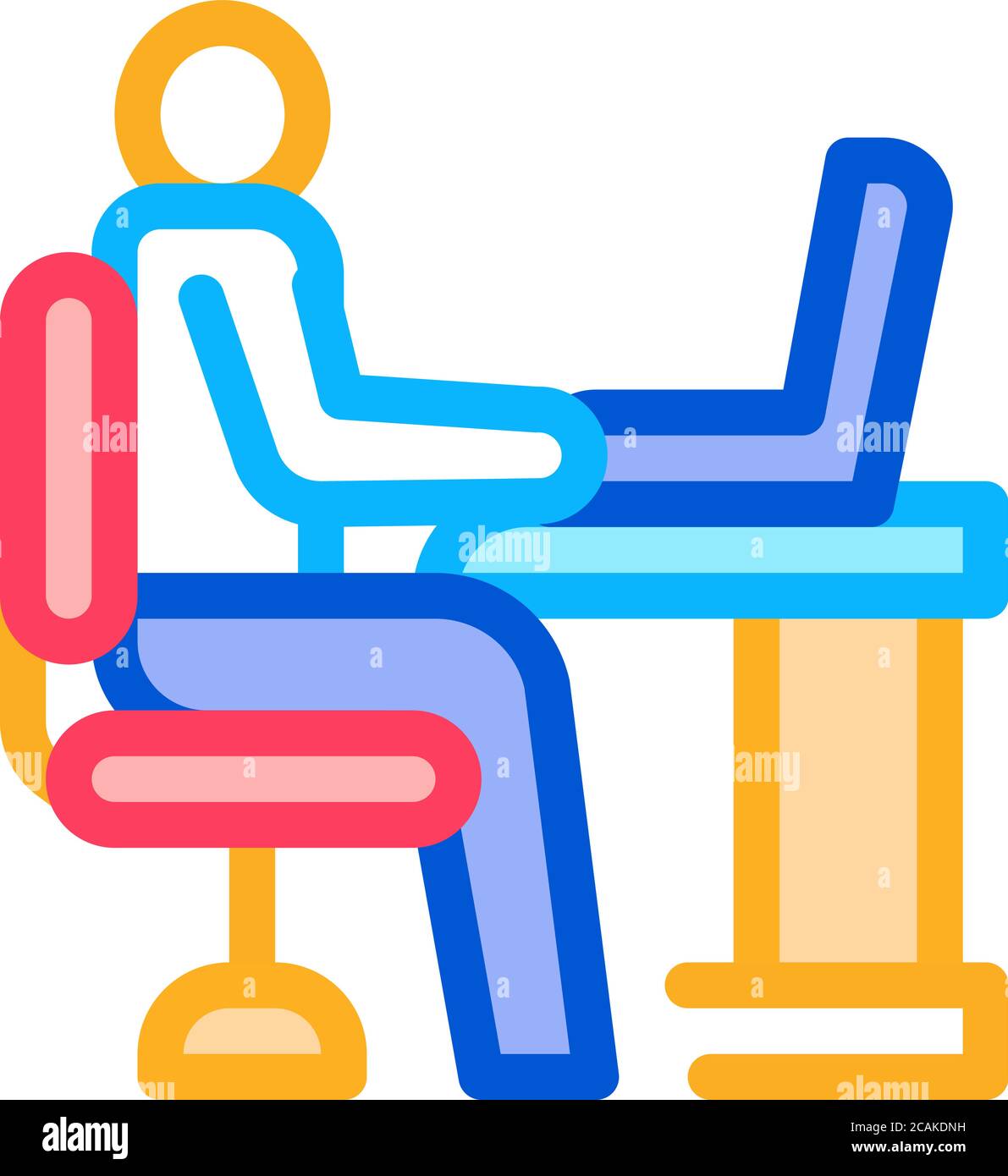 man working in office icon vector outline illustration Stock Vector