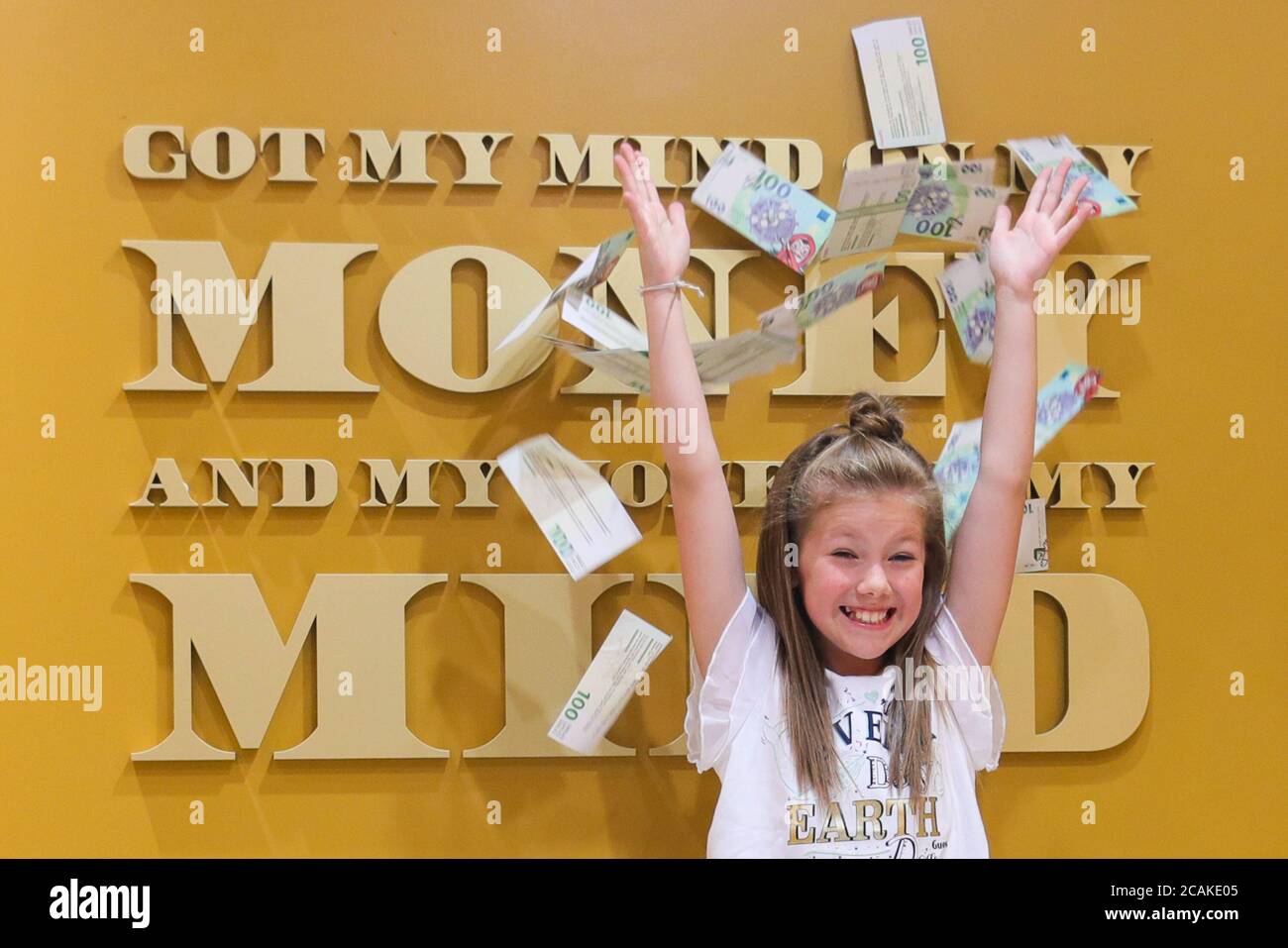 Brussels, Belgium. 7th Aug, 2020. A girl plays at the Smile Safari, an  Instagram and TikTok museum, in Brussels, Belgium, August 7, 2020. After  taking measures against the coronavirus, the Smile Safari