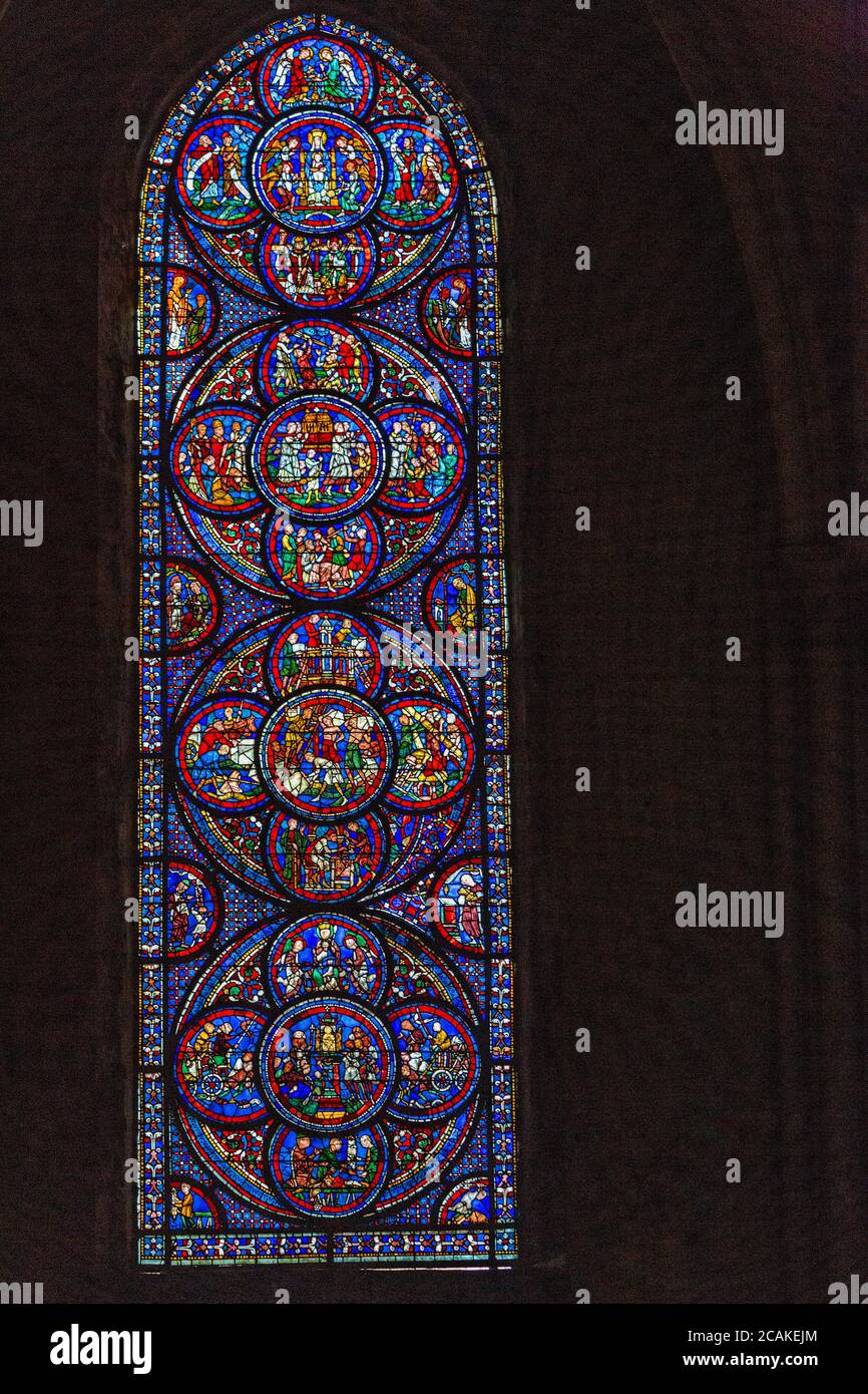 Stained glass window in Cathedral of Our Lady of Chartres, Chartres