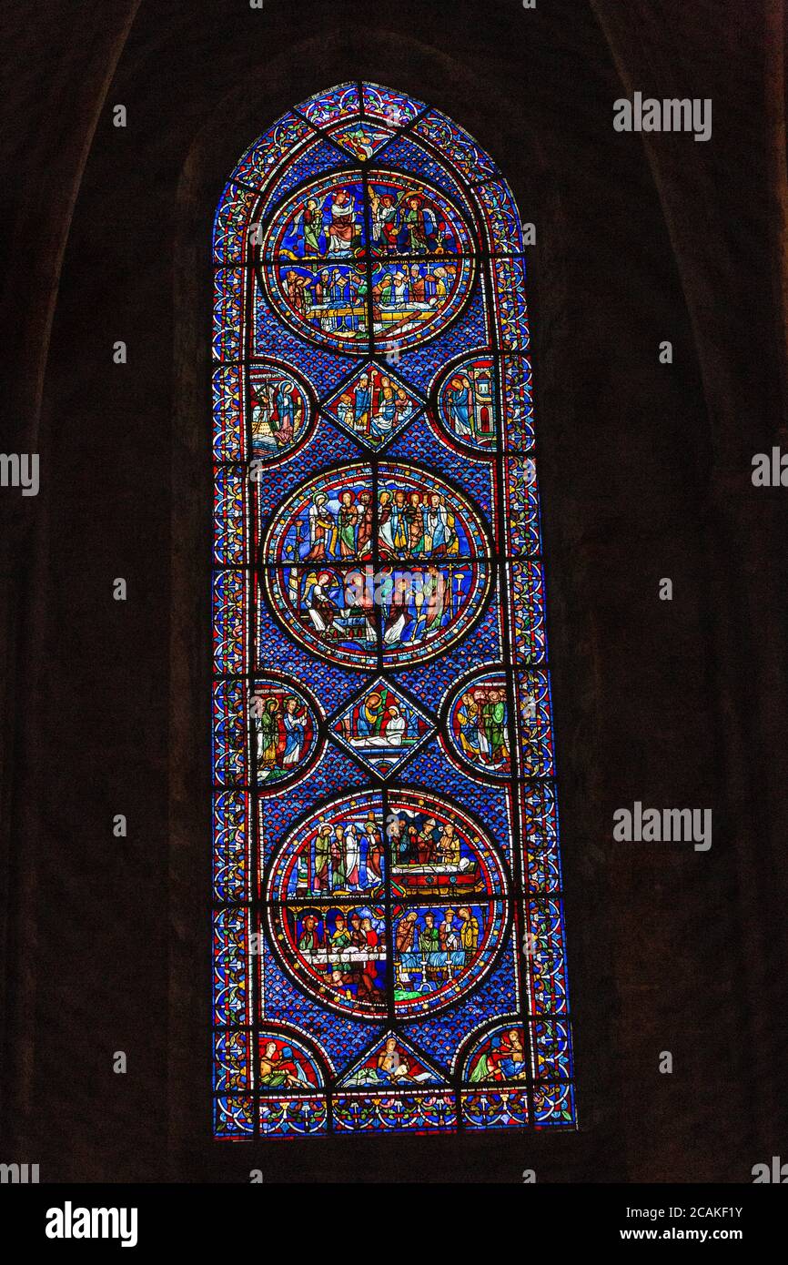 Stained glass window in Cathedral of Our Lady of Chartres, Chartres
