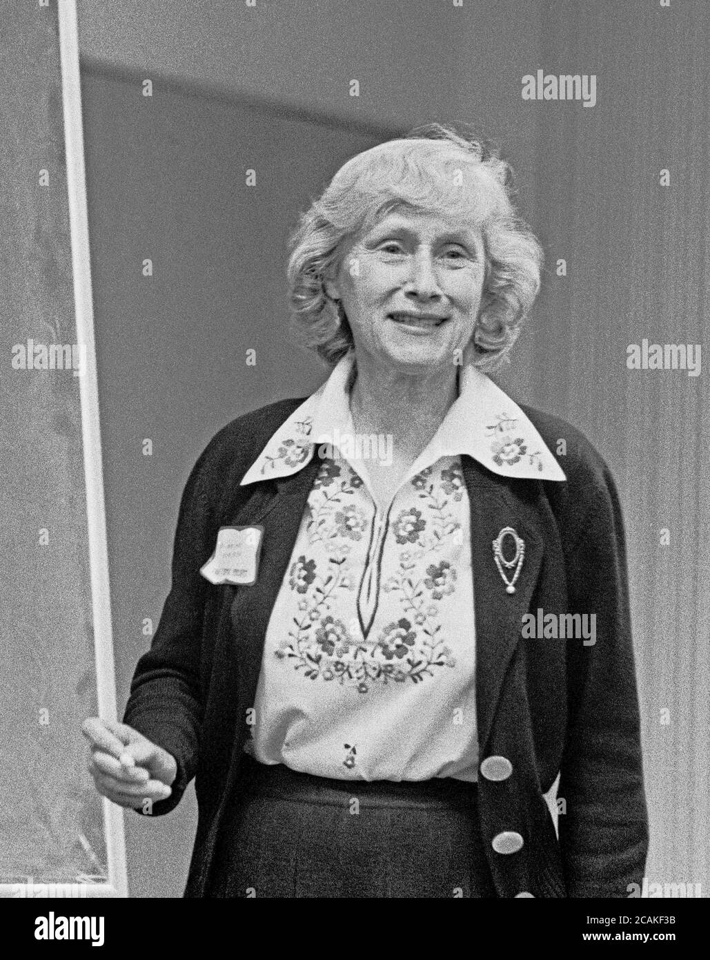 Marjorie Guthrie, wife of Woody Guthrie, mother of Arlo Guthrie,  at a seminar about health in San Francisco Stock Photo